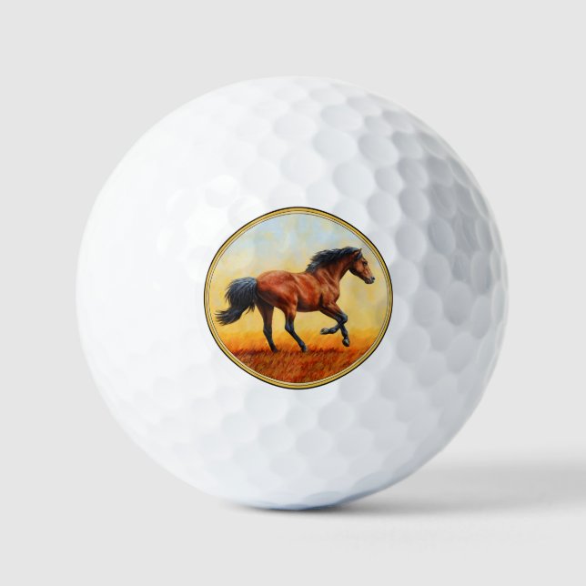 Bay Horse Galloping Golf Balls (Front)