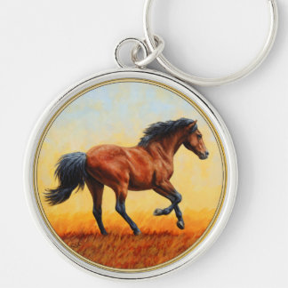 Bay Horse Galloping Keychain
