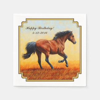 Bay Horse Galloping Paper Napkins