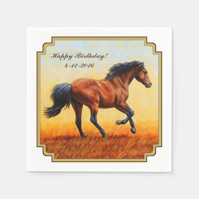 Bay Horse Galloping Paper Napkins (Front)
