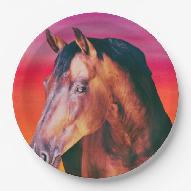 Bay Horse Gradient   Paper Plates (Front)