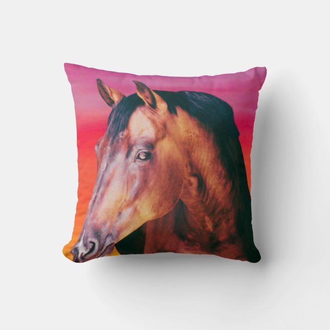 Bay Horse Gradient    Throw Pillow (Front)