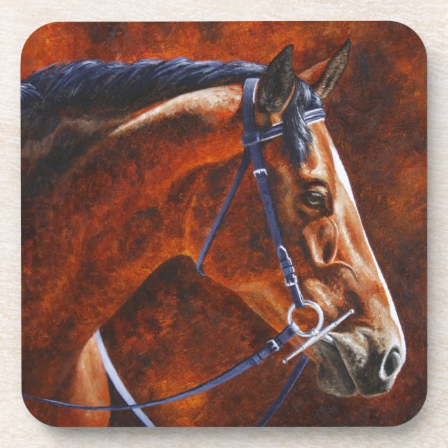 Bay Horse Hanoverian Warmblood Coaster (Front)