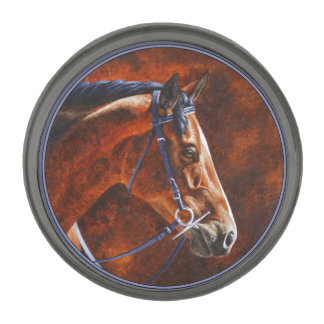 Bay Horse Hanoverian Warmblood Gunmetal Finish Lapel Pin