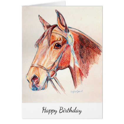 Bay horse head rosette birthday card