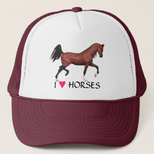 Bay Horse I Heart Horses Equine Art Pony Hat