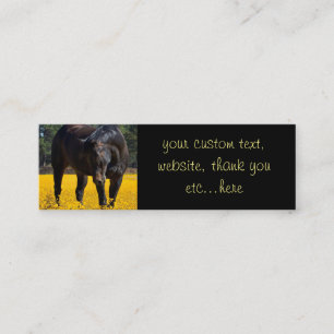 Bay Horse in a Field of Yellow Flowers Mini Business Card