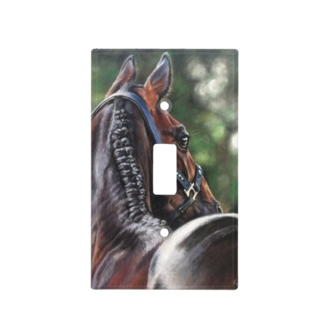 Bay Horse Thoroughbred Warmblood Dressage Jumper Light Switch Cover (Front)