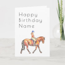 Bay Horse Trotting Dressage Deco Birthday Card