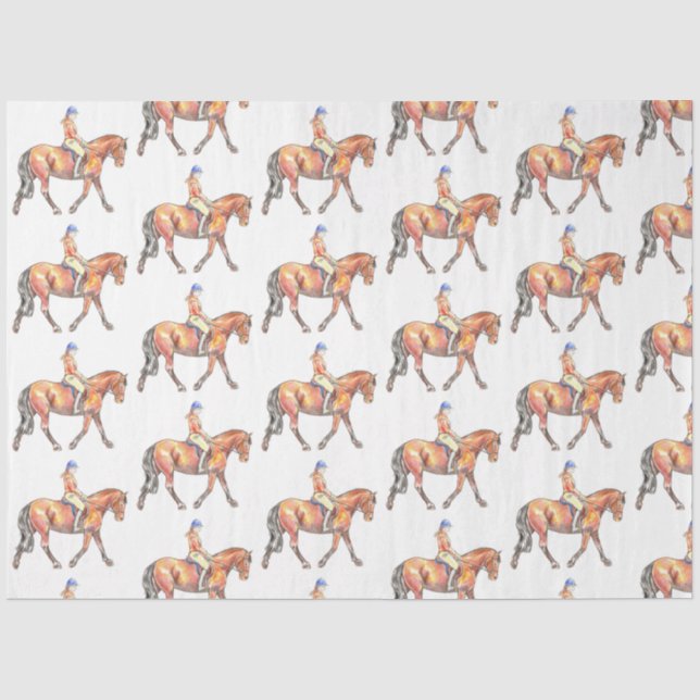 Bay Horse Trotting Dressage  Tissue Paper (Front)