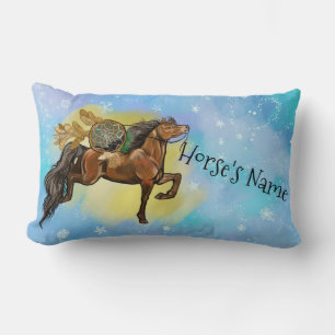 Bay Horse Winter Snowflakes Dreamcatcher Lumbar Pillow