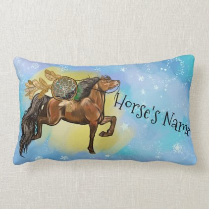 Bay Horse Winter Snowflakes Dreamcatcher Lumbar Pillow