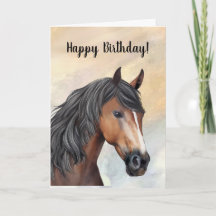 Bay Horse with Blaze Happy Birthday