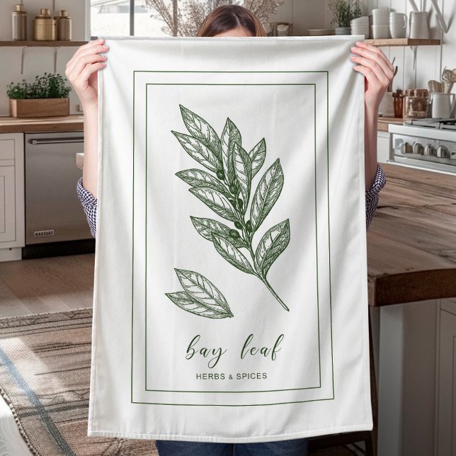 Bay Leaf Herb Farmhouse Kitchen Towel (Creator Uploaded)