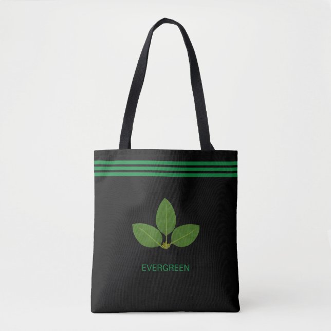 Bay Leaf Plant on Green & Black Tote Bag (Front)
