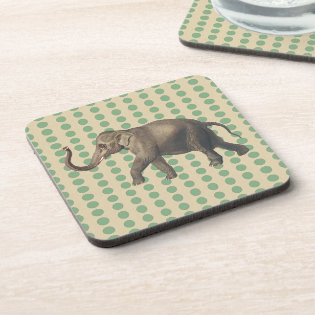 Bay Leaf Spice Moods Dots with Elephant Beverage Coaster (Left Side)