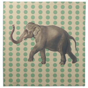 Bay Leaf Spice Moods Dots with Elephant Cloth Napkin