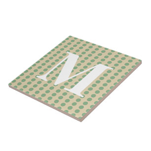 Bay Leaf Spice Moods Dots with monogram Ceramic Tile