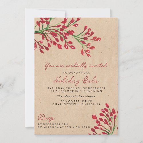 Bay Leaves ChristmasHoliday Party Invitations