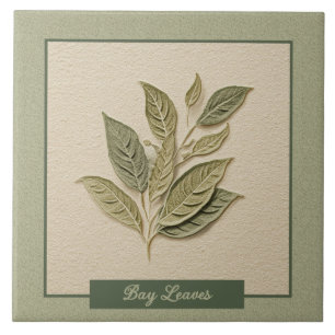 Bay Leaves Herb Kitchen Faux Relief Ceramic Tile