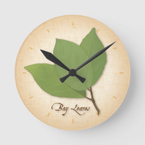 Bay Leaves Round Clock