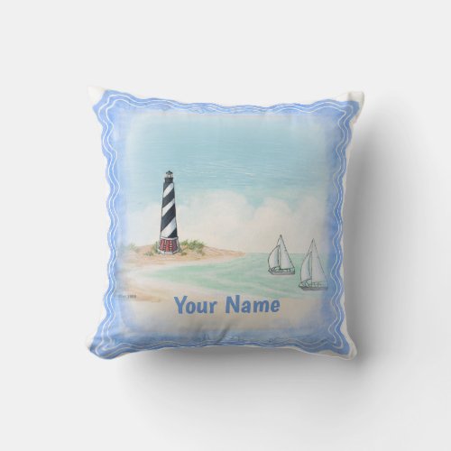 Bay Lighthouse custom name Pillow 