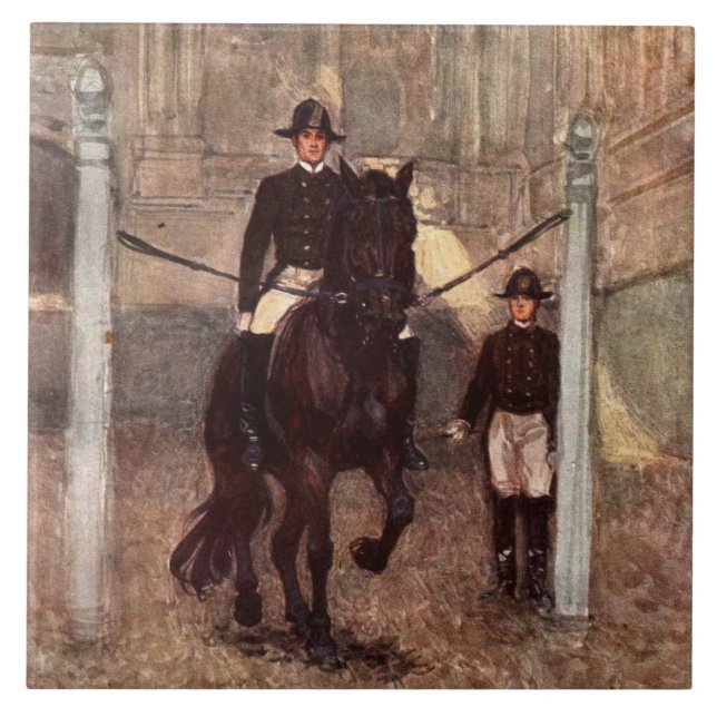 Bay Lipizzan Stallion Piaffe Tile (Front)