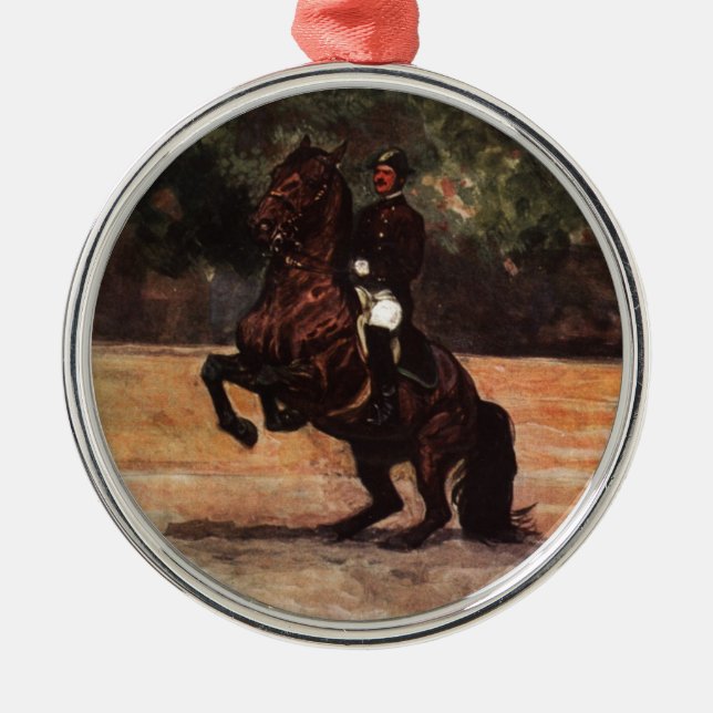 Bay Lipizzaner Levade Metal Ornament (Front)