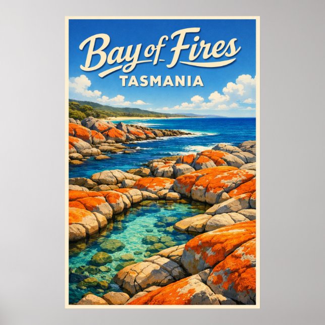 Bay of Fires Tasmania - Vintage Travel Poster (Front)
