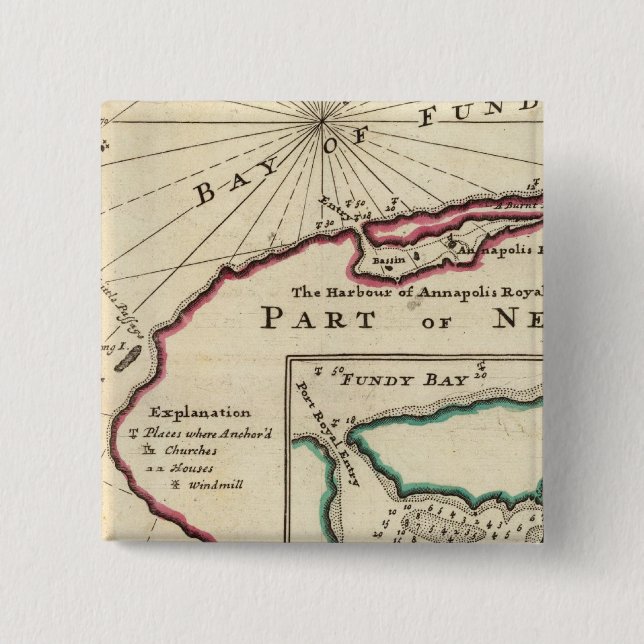 Bay of Fundy and harbour of Annapolis Royal Button (Front)