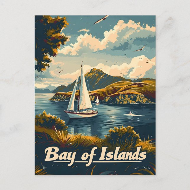 Bay of Islands travel ad Postcard (Front)