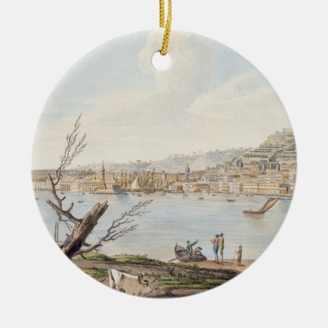 Bay of Naples from sea shore near the Maddalena Br Ceramic Ornament (Front)