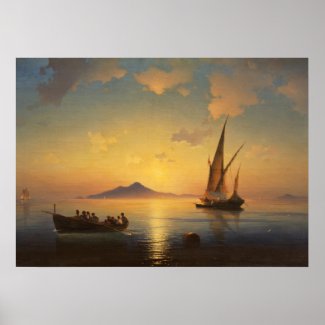 Bay of Naples Ivan Aivazovsky seascape waterscape Poster