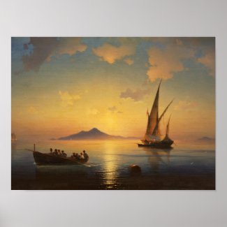 Bay of Naples Ivan Aivazovsky seascape waterscape Poster