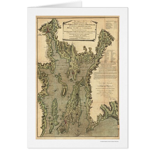 Bay Of Narraganset Map 1777 Cards (Front)