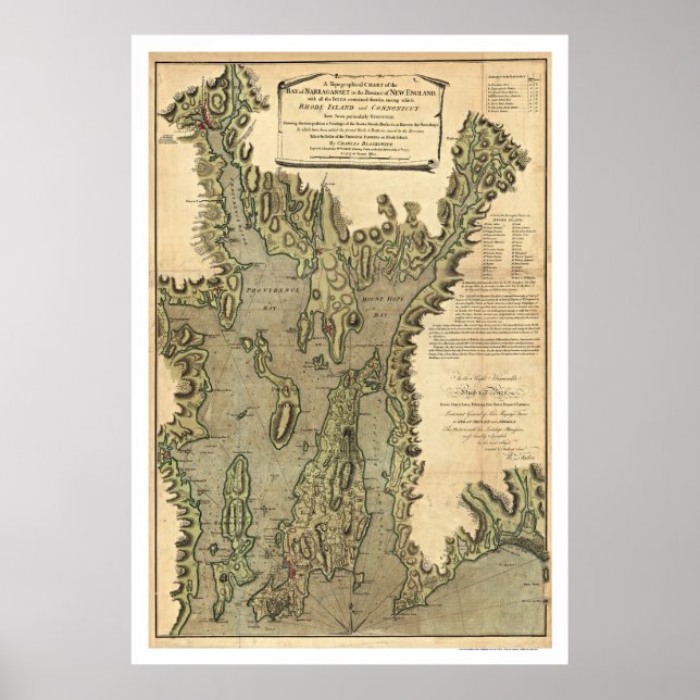 Bay Of Narraganset Map 1777 Poster (Front)