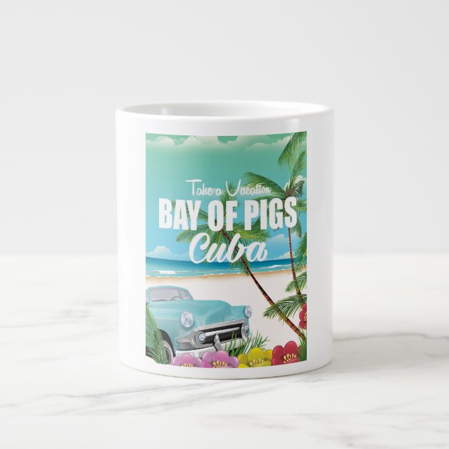Bay of Pigs, Cuba beach vacation poster Large Coffee Mug (Front)