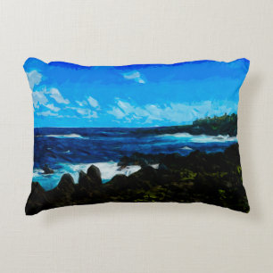 Bay On the Road to Hana Maui Abstract Accent Pillow