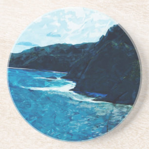 Bay On The Road To Hana Maui Abstract Drink Coaster