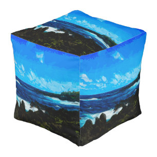 Bay On the Road to Hana Maui Abstract Pouf