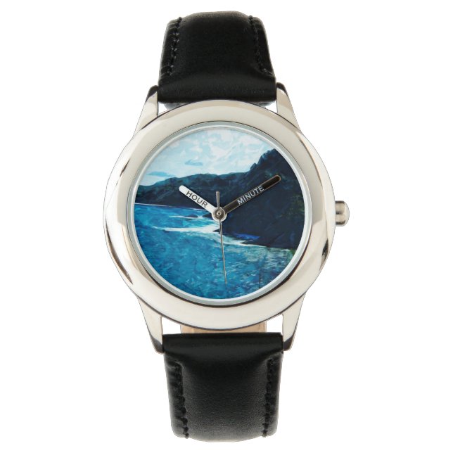Bay On The Road To Hana Maui Abstract Watch (Front)
