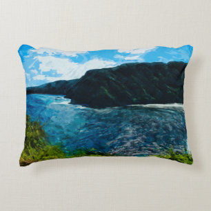 Bay On the Road to Hana Maui Hawaii Abstract Decorative Pillow