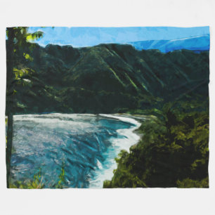 Bay On the Road to Hana Maui Hawaii Abstract Fleece Blanket