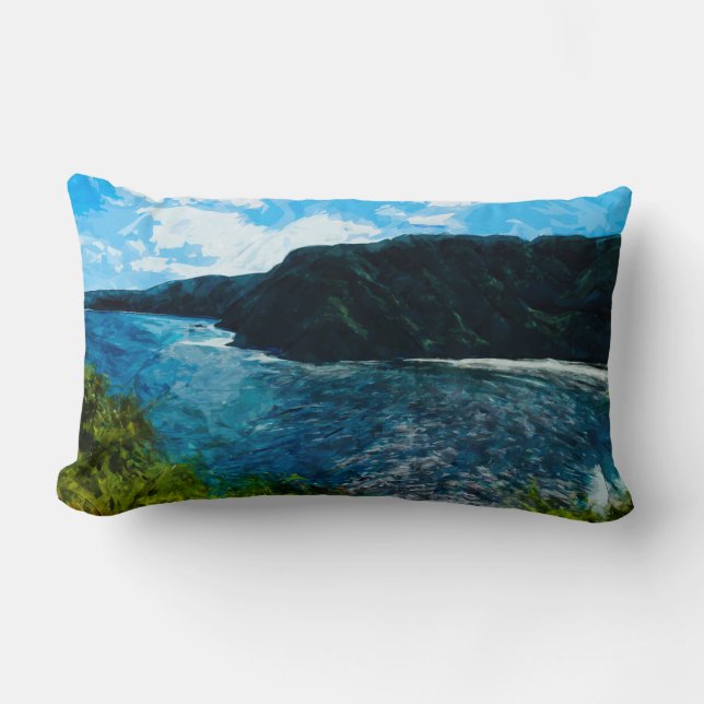 Bay On the Road to Hana Maui Hawaii Abstract Lumbar Pillow (Front)