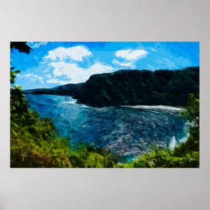 Bay On the Road to Hana Maui Hawaii Abstract Poster