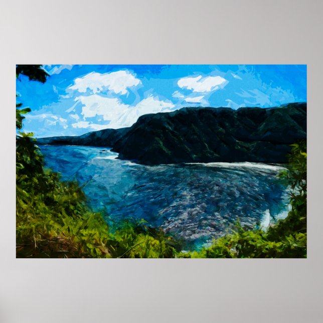 Bay On the Road to Hana Maui Hawaii Abstract Poster (Front)