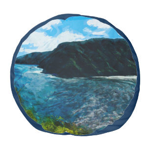 Bay On the Road to Hana Maui Hawaii Abstract Pouf