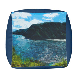 Bay On the Road to Hana Maui Hawaii Abstract Pouf