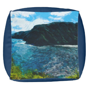 Bay On the Road to Hana Maui Hawaii Abstract Pouf