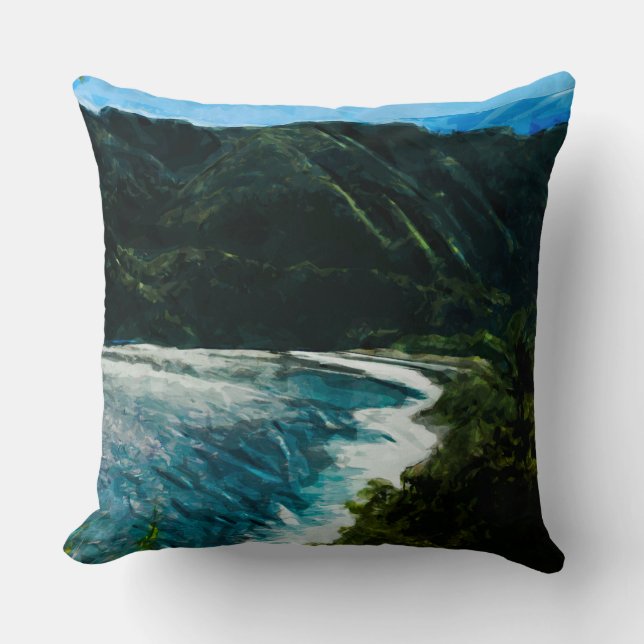 Bay On the Road to Hana Maui Hawaii Abstract Throw Pillow (Front)